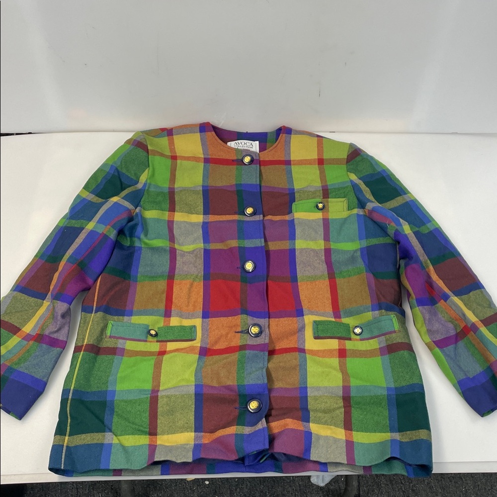 Avoca of Scotland Colorful Plaid Two-Piece Set marked size S jacket and skirt - Picture 6 of 16
